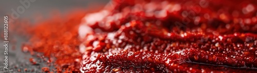 Close-up RAW Style of Artisanal Korean gochujang fermentation, red chili paste