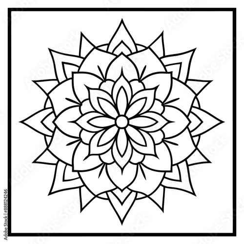 Relaxing and easy mandala design for coloring book, tattoo or mehndi design and wall art