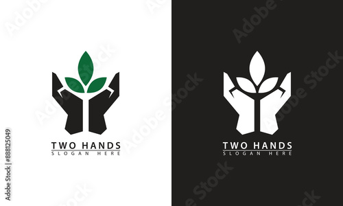 Two hands up logo icon vector