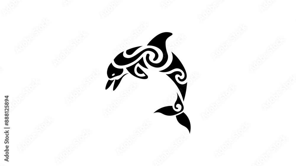 Vector illustration of cartoon dolphin with patterns Vector illustration of cartoon dolphin with patterns
