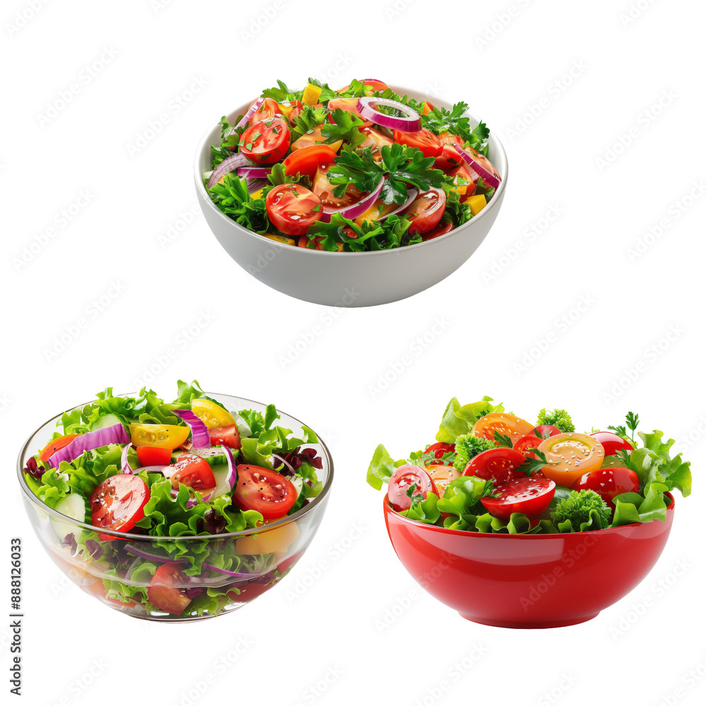 Fresh Mixed Salads in Vibrant Bowls Fresh Mixed Salads in Vibrant Bowls
