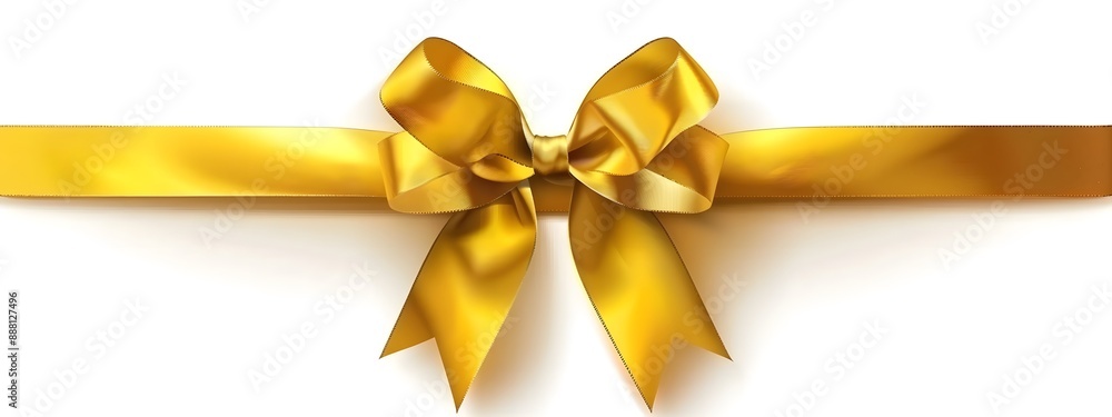 Golden ribbon with bow on white background isolated Golden ribbon with bow on white background isolated