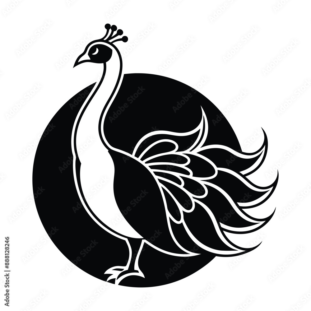 Obraz premium Peacock Silhouette Vector Illustration 