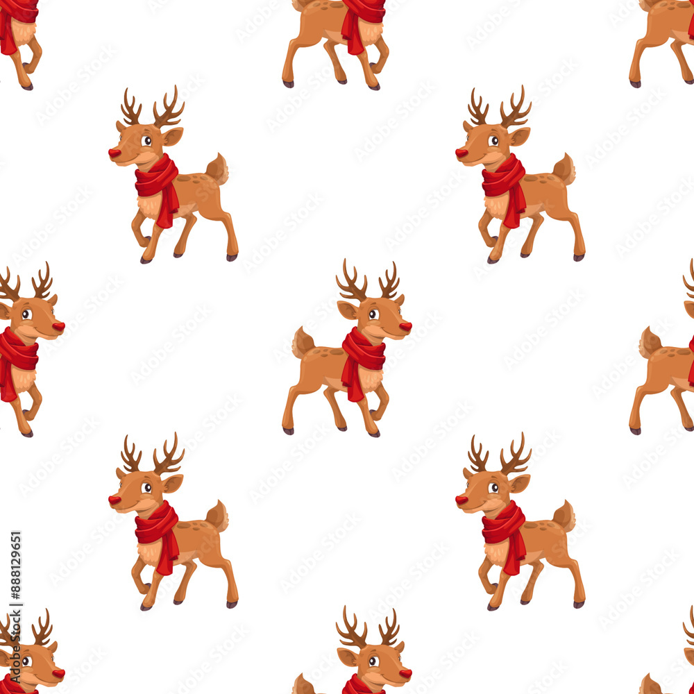 Fototapeta premium Reindeer seamless pattern, Christmas reindeer icons