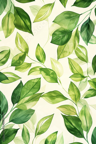 Seamless abstract stroke painting of vibrant green leaves on a soft pink background, creating a fresh and modern nature-inspired wallpaper design