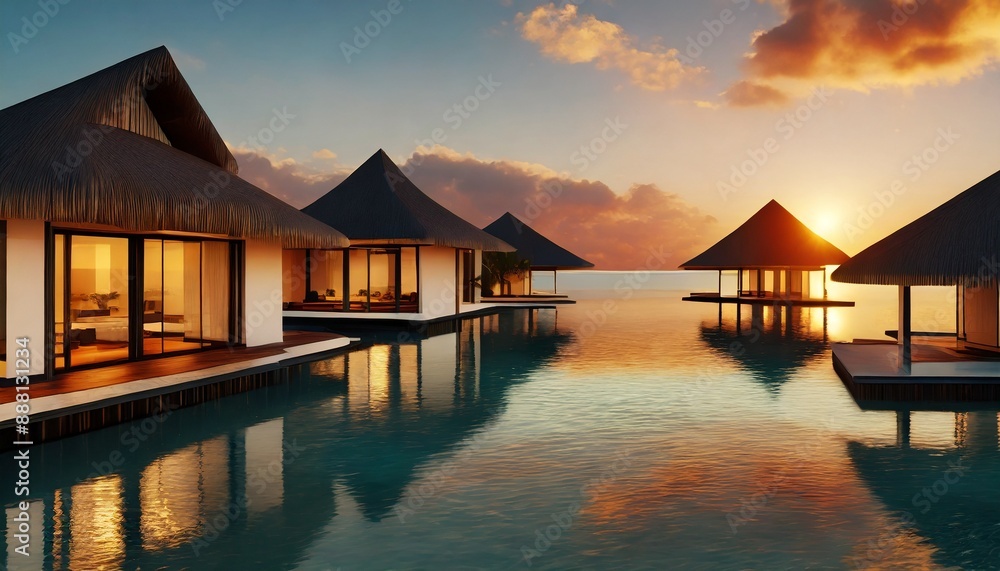 Obraz premium sunset in the maldives