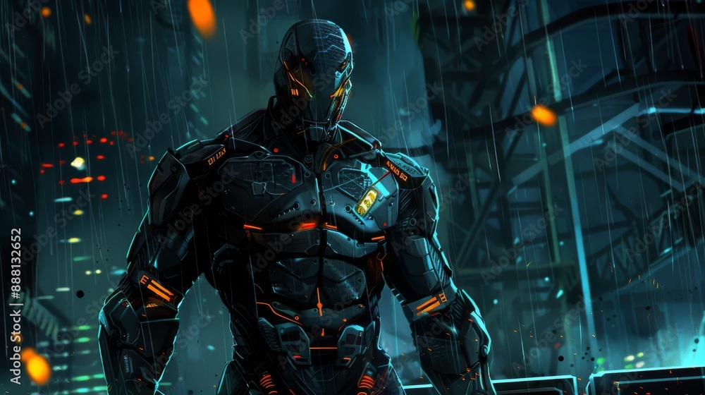 Elegance meets futurism in this futuristic portrait with neon-lit armor, symbolizing the marriage of style and technology. Elegance meets futurism in this futuristic portrait with neon-lit armor, symbolizing the marriage of style and technology.