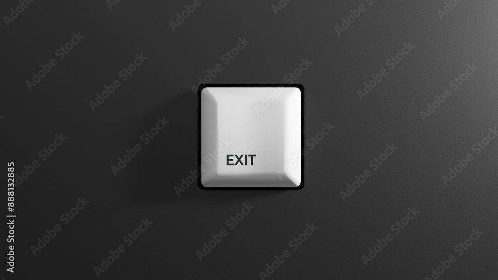 White Keyboard Exit button on black background, 3d render White Keyboard Exit button on black background, 3d render