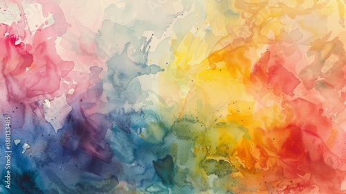 A watercolor abstract painting with fluid brush strokes and blending colors on paper. © Plaifah
