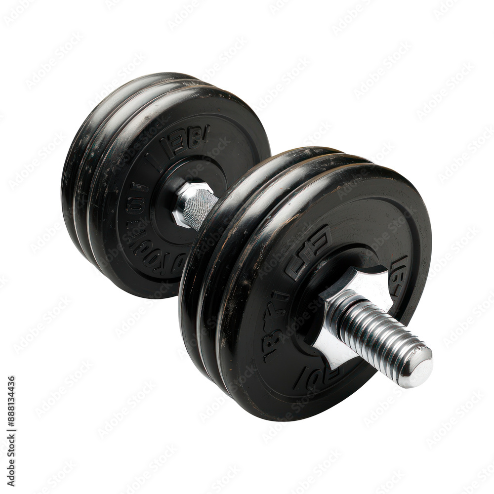 Naklejka premium Black dumbbell. Isolated on transparent background. 