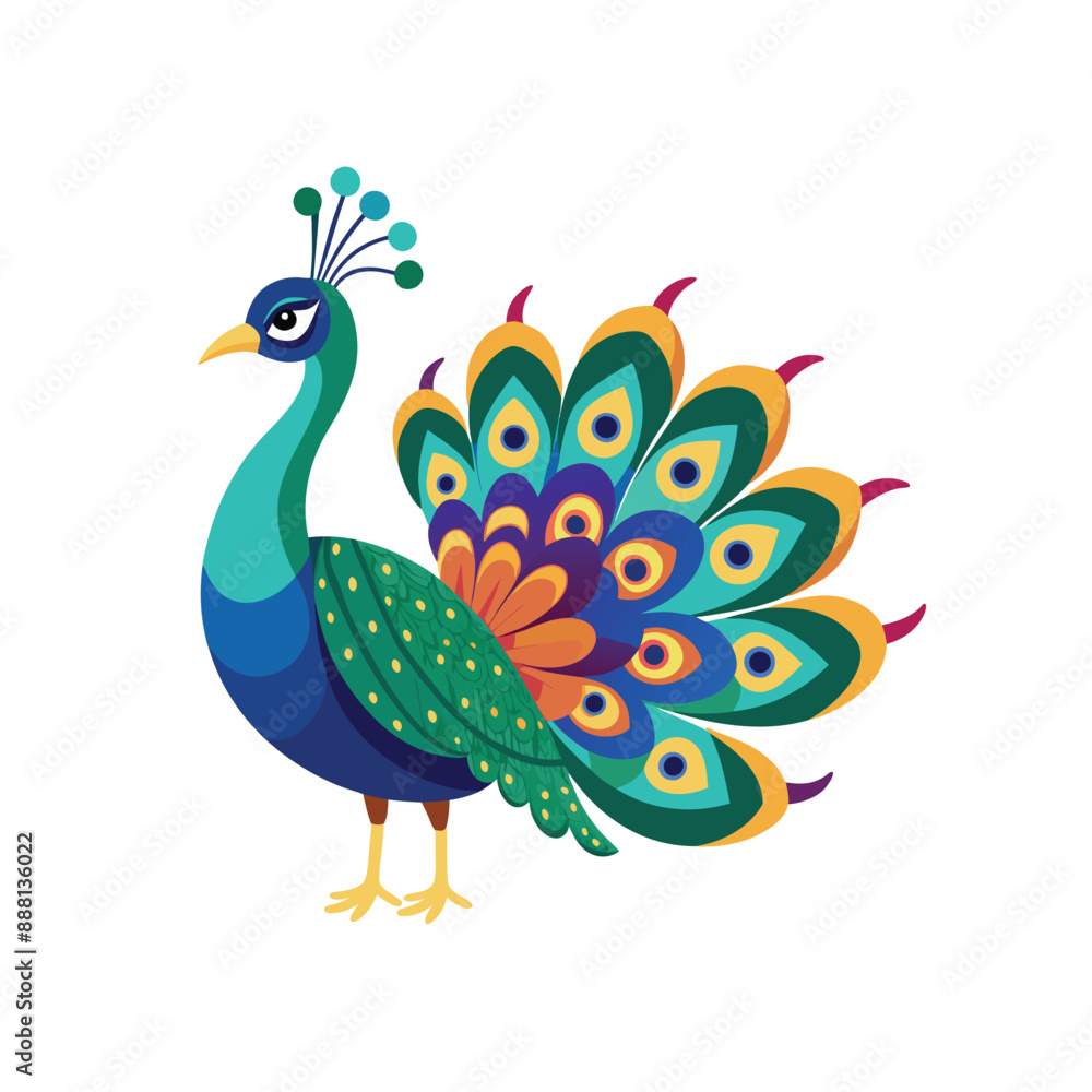 Fototapeta premium Peacock color Vector Illustration 