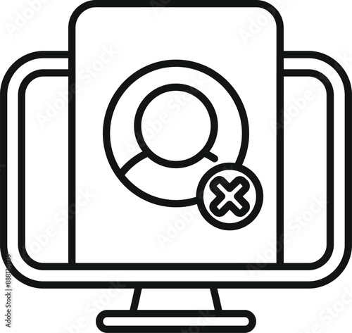 Computer screen is displaying an account with a deletion symbol, representing the concept of account closure