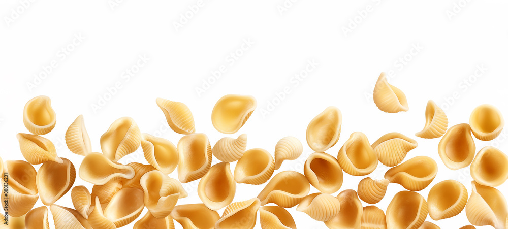 Seamless Horizontal Pasta orecchiette isolated on White background - Pasta boarder Background Seamless Horizontal Pasta orecchiette isolated on White background - Pasta boarder Background