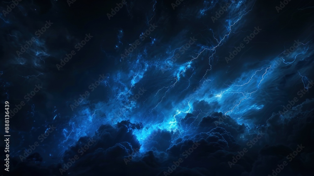 Fototapeta premium lightning strikes in the sky at night.AI generated image