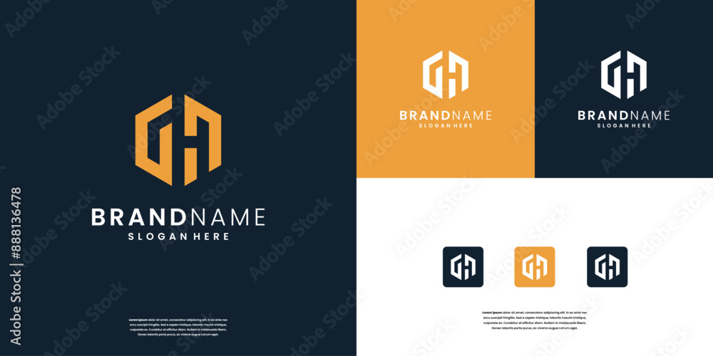 Obraz premium Letter G and H monogram logo design vector