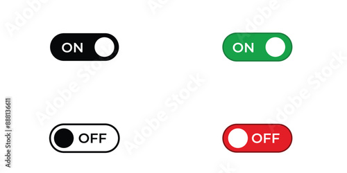 On off switch buttons icon set. power toggle vector buttons for app designs.