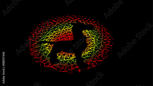 Silhouette of an animal in a colored ring on a black background.
A red-green-yellow circle resembling a sight, in the center of which is an image of an animal.