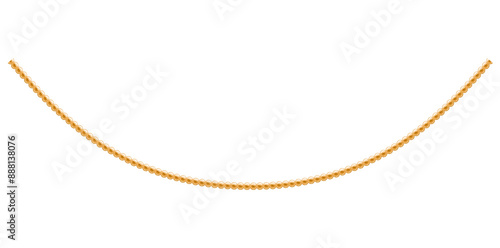 Stylish Gold Chain Isolated On White Background, Gold Jewelry Vector Illustration.	