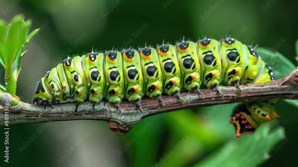 Document the life cycle of a caterpillar on a branch