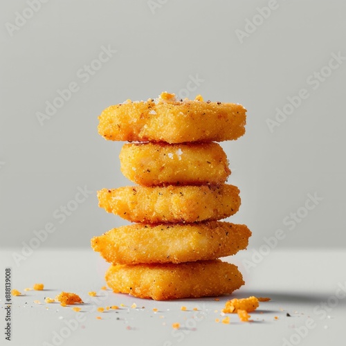 A stack of fried chicken nuggets on isolayed gray background photo