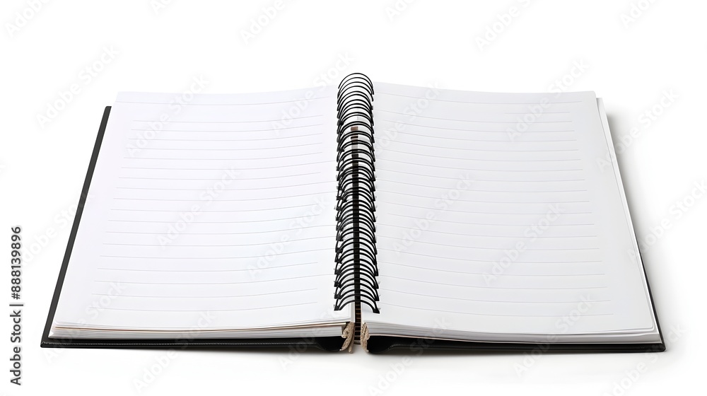 Open Blank Notebook on Desk with Spiral Binding for Writing,Learning or Creative Ideas Open Blank Notebook on Desk with Spiral Binding for Writing,Learning or Creative Ideas