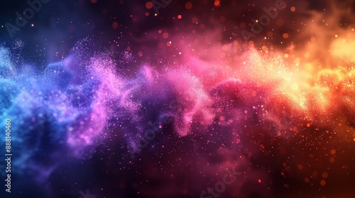 Vibrant abstract background with colorful nebulous clouds, combining shades of blue, purple, and orange to create a cosmic, ethereal effect.