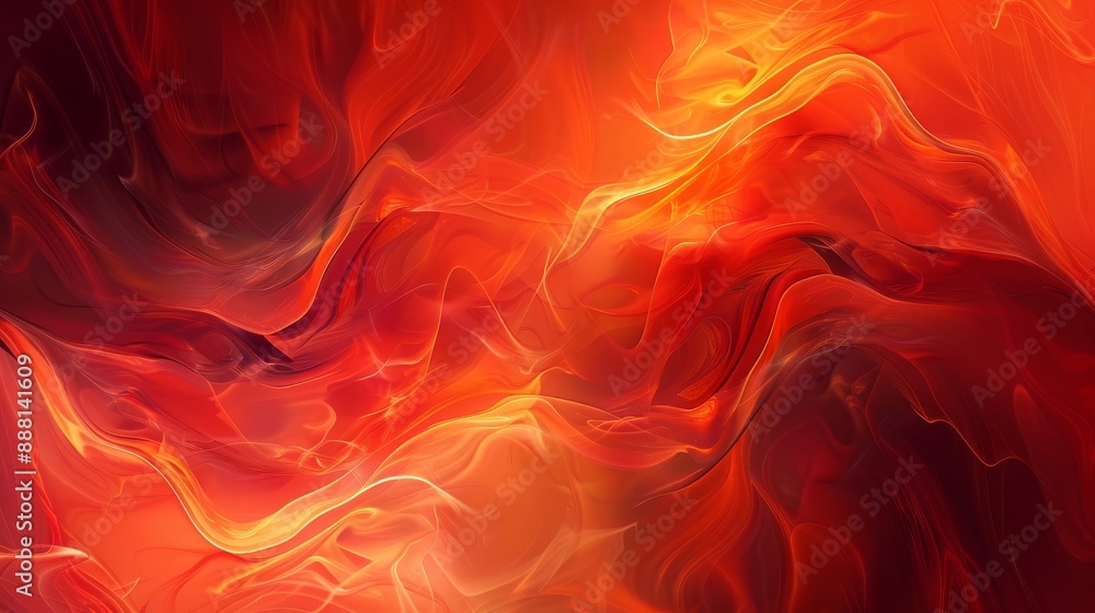 Fototapeta premium Abstract wallpaper with fiery reds oranges curved shapes and glowing patterns