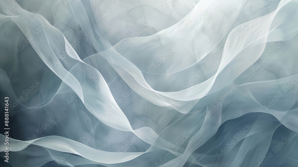 Fototapeta premium Muted gray and blue abstract wallpaper with undulating patterns and luminous points
