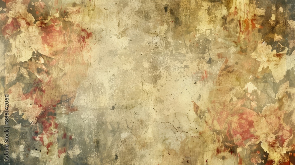 Abstract background with aged paper textures floral patterns and earthy colors Abstract background with aged paper textures floral patterns and earthy colors