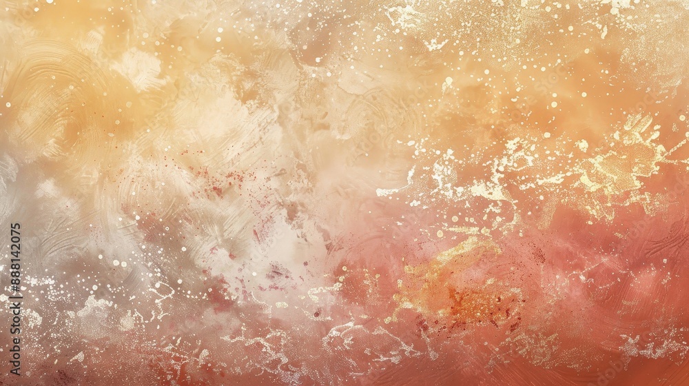Fototapeta premium Sunset hues abstract wallpaper with distressed textures and shimmering star-like effects