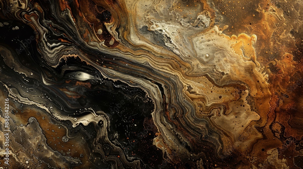 Artistic wallpaper with swirling patterns and stone textures in deep earthy tones Artistic wallpaper with swirling patterns and stone textures in deep earthy tones