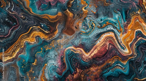 Wallpaper Mural Luxurious wallpaper with liquid-like patterns in jewel tones and stone texture Torontodigital.ca