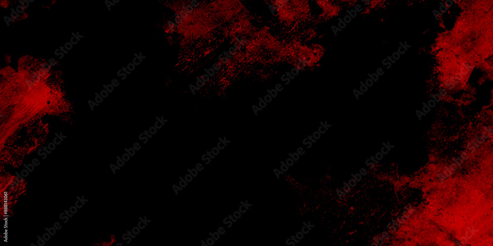 Abstract red background with black grunge background texture in modern art design. Abstract grunge red and black colors background. Distressed red grunge texture on a dark background, Dark Red horror 