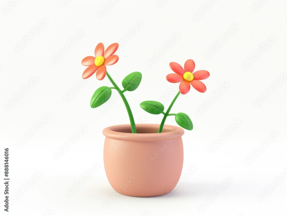 3D Render of a Potted Flower. 3D Render of a Potted Flower.