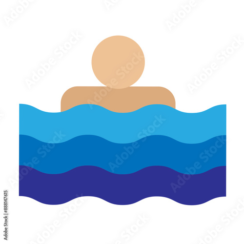 Drowning Vector Flat Icon Design