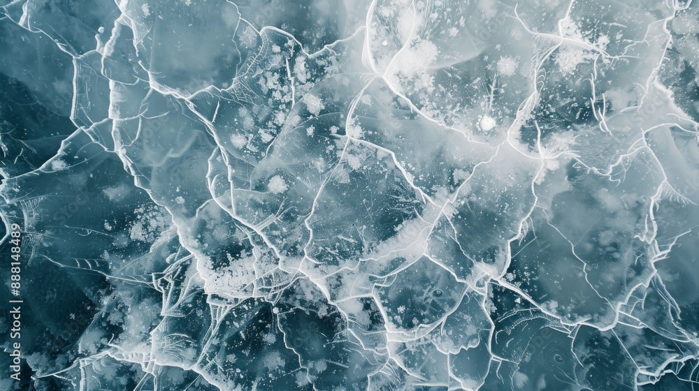 Obraz premium Cracked Ice Surface Abstract Pattern