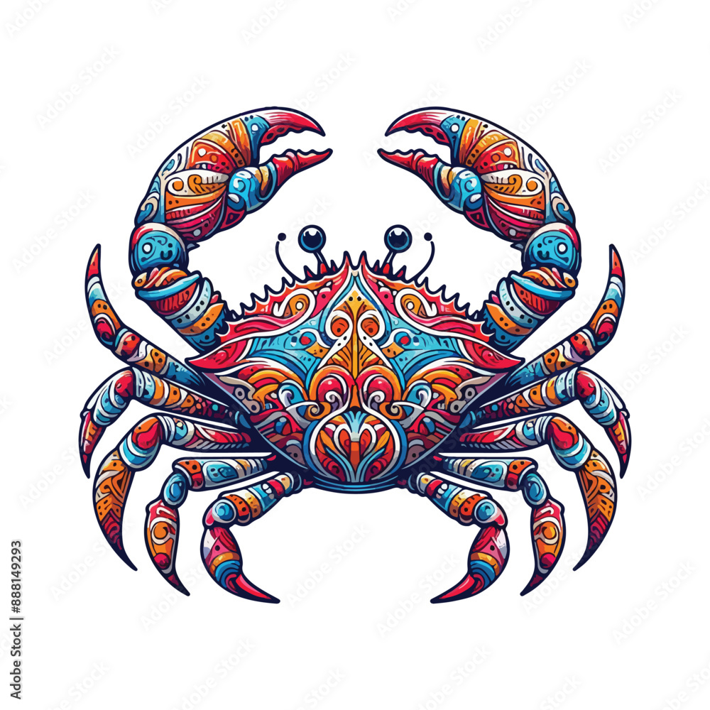 Obraz premium Colorful Crab Animal Fish Vector. Cartoon vector illustration.