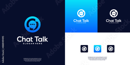 Modern Talk Logo designs, Chat Message logo design template