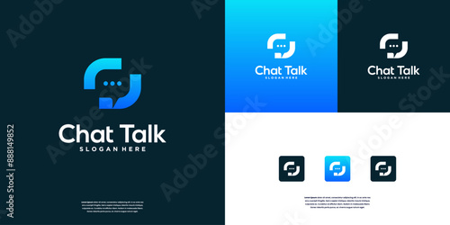 Minimalist chat logo design template.