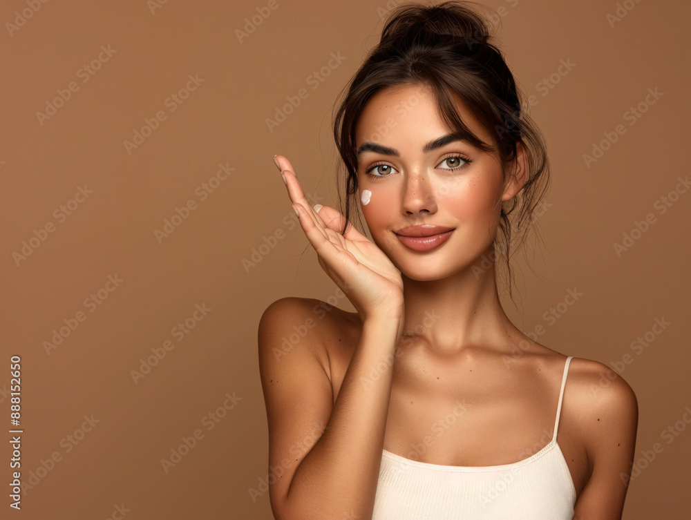 a woman with a hand on her cheek a woman with a hand on her cheek