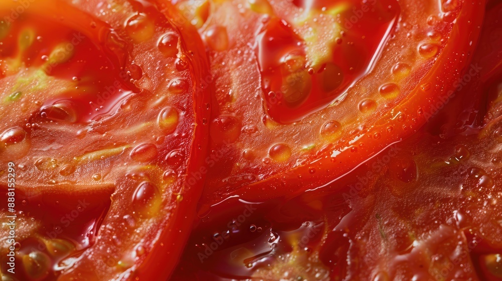 Macro shot of tomato slice for vitamin C skincare advertising banner with copy space Macro shot of tomato slice for vitamin C skincare advertising banner with copy space