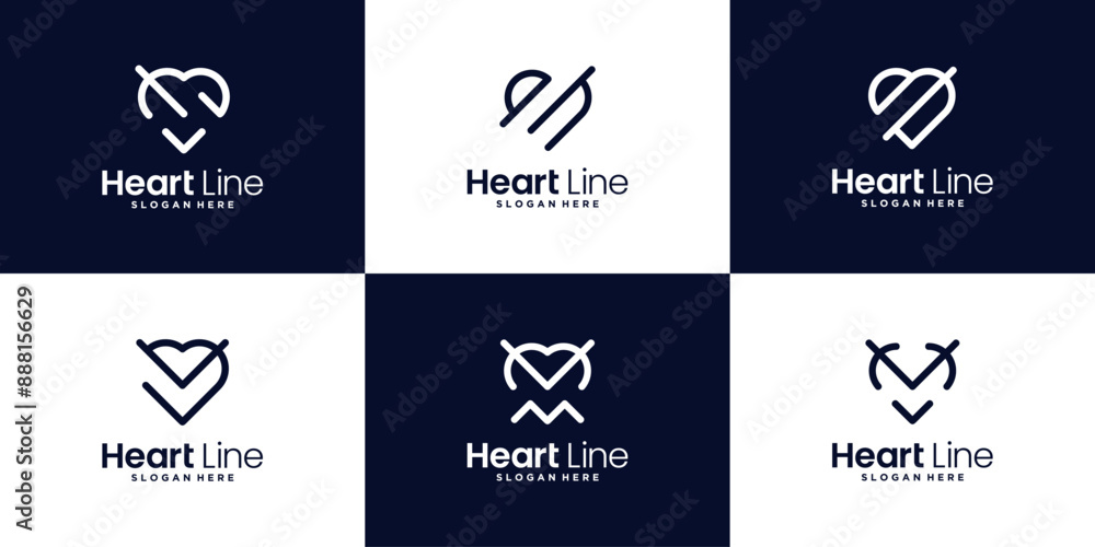 Minimalist clean heart icon love logo design collection Minimalist clean heart icon love logo design collection