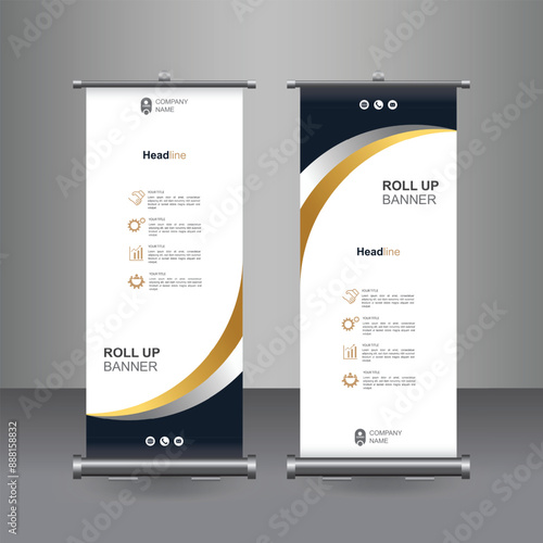 Vertical Business Roll Up  Banner Design, Signboard Advertising Brochure Flyer Template Vector X-banner and Street Business Flag of Convenience, Layout Background.
