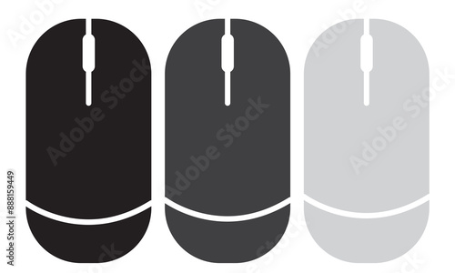 Computer hardware Mouse Icons set. Computer mouse icons vector. Left and right click vector. Icons set of pressing different mouse buttons for PC. Mouse wheel scroll