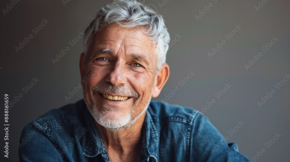 Beautiful gorgeous 60s age beautiful elderly senior model man with grey hair smiling. Mature old man close up portrait on white. happy healthy active old age. dating service for elderly. Generative AI Beautiful gorgeous 60s age beautiful elderly senior model man with grey hair smiling. Mature old man close up portrait on white. happy healthy active old age. dating service for elderly. Generative AI