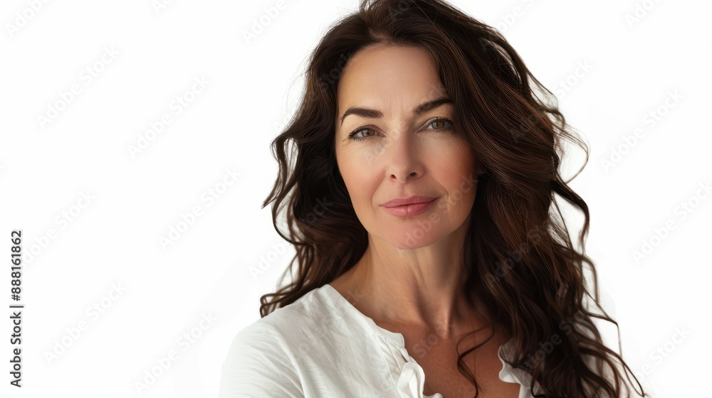 beautiful portrait of a mid-aged brunette woman isolated on white or transparent png beautiful portrait of a mid-aged brunette woman isolated on white or transparent png