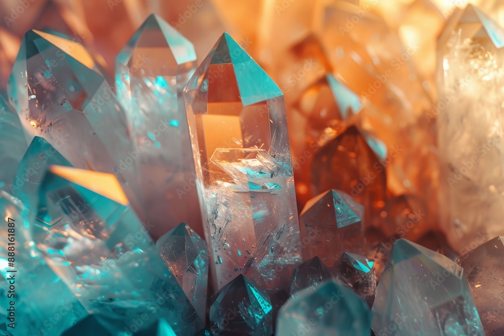 Illuminated Crystals: Sparkling Gemstones with Cool Tones and Intricate Details Bathed in Light Illuminated Crystals: Sparkling Gemstones with Cool Tones and Intricate Details Bathed in Light