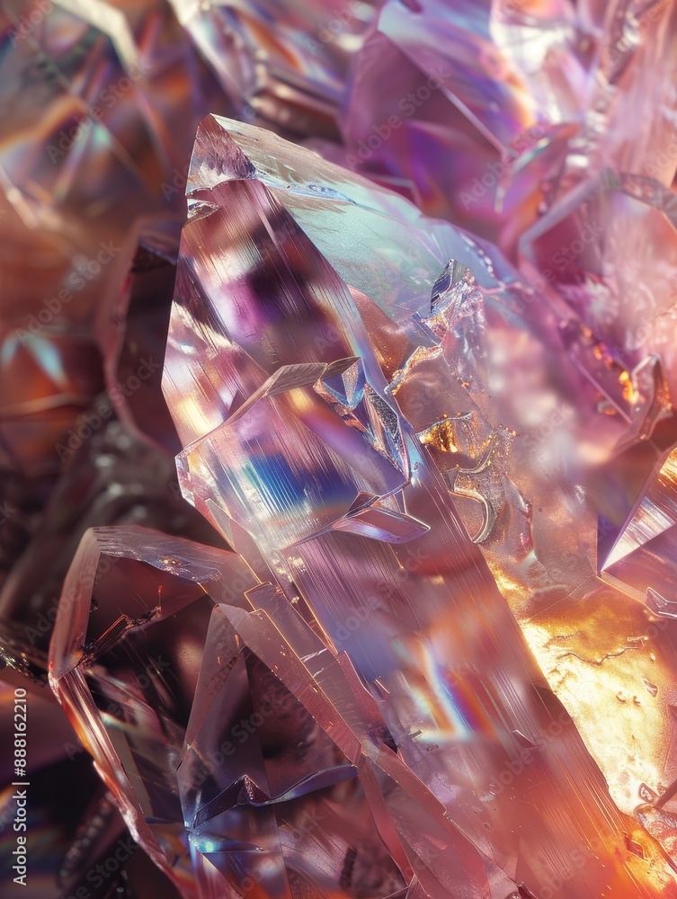 Glowing Crystal Surface with Intricate Textures and Light Effects Glowing Crystal Surface with Intricate Textures and Light Effects