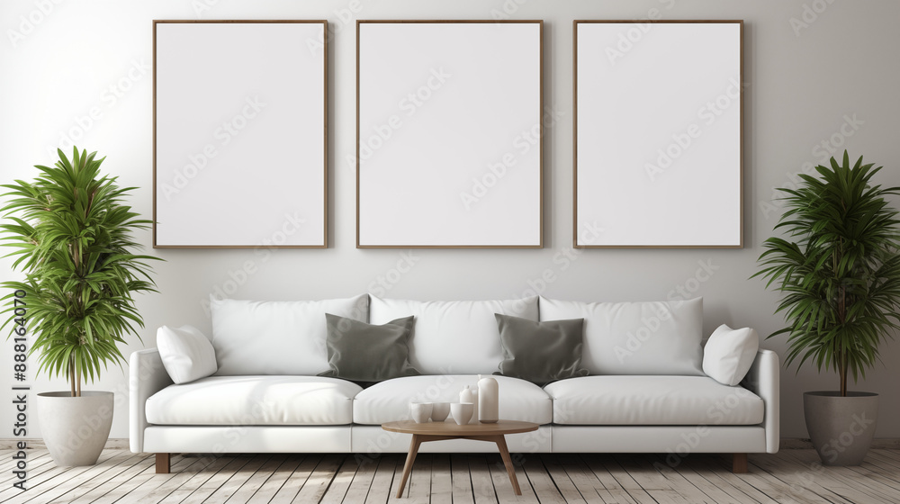 Obraz premium Ramka na obraz lub zdjęcie na ścianie - mockup. Wystrój wnętrza - dekoracja