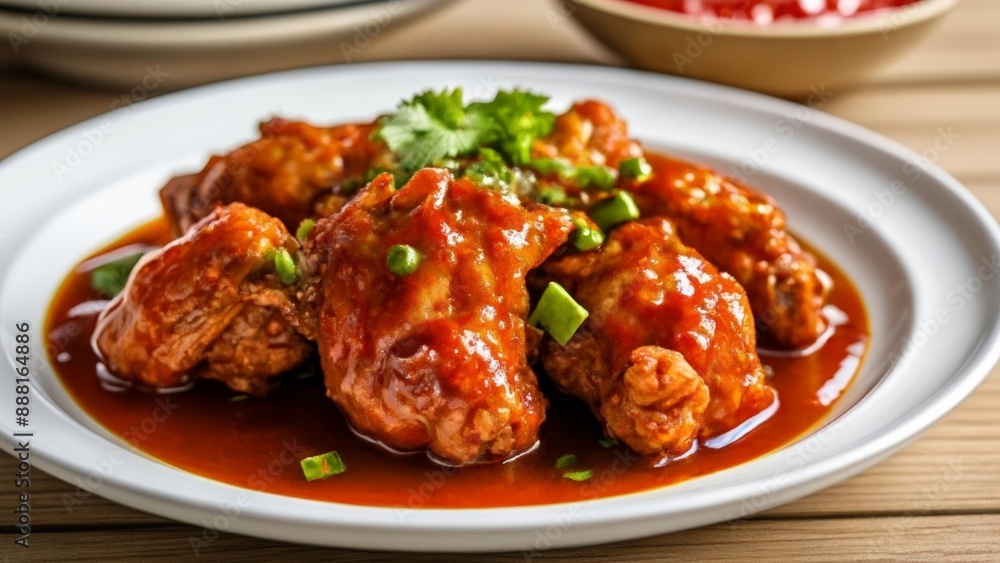 Deliciously saucy chicken wings ready to be savored Deliciously saucy chicken wings ready to be savored